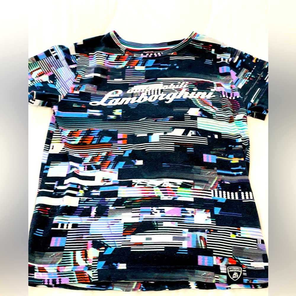 Automobili Lamborghini Kids’ Glitch Colorful Logo Tshirt (Pre-Loved)